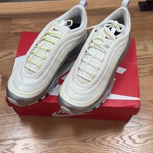 Nike Cream and Gray Air Max 97 Sneakers
